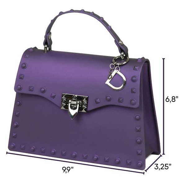 MEDIUM purple cute studded handbag for women - Picture 3 of 6